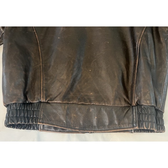 Vintage Harley Davidson Leather Motorcycle Jacket Distressed Coat‎ Brown L - Picture 15 of 16